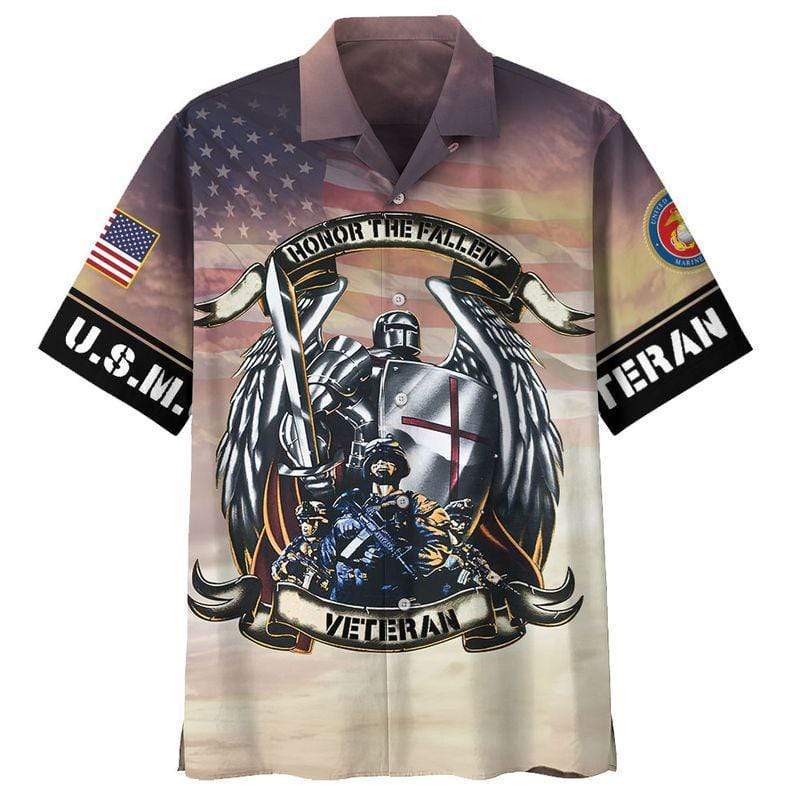 Honor The Fallen Us Marine Veteran And Knight Templar Hawaiian Shirt Pre11311