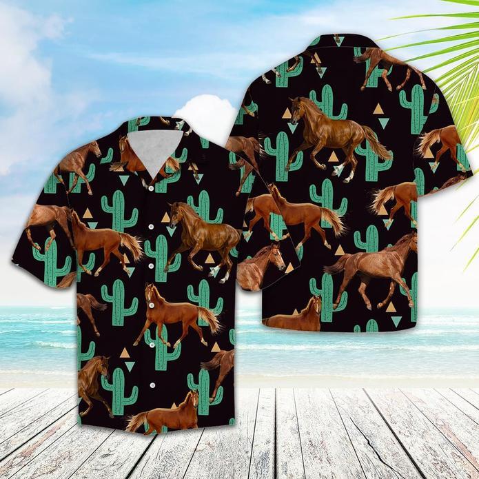 Horse Cactus Pattern Hawaiian Shirt Pre12870