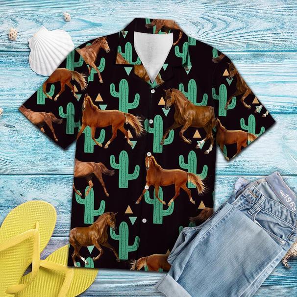 Horse Cactus Pattern Hawaiian Shirt Pre12870 1 » Cool Gifts for You - Mfamilygift Horse Cactus Pattern Hawaiian Shirt Pre12870 1