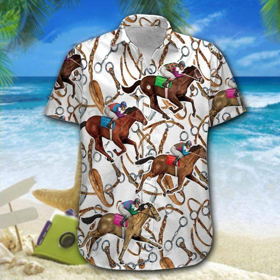 Horse Racing Colorful Hawaiian Shirt Pre10868