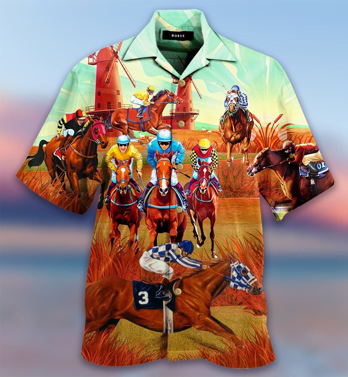 Horses Racing On Pasture Hawaiian Shirt Pre12874