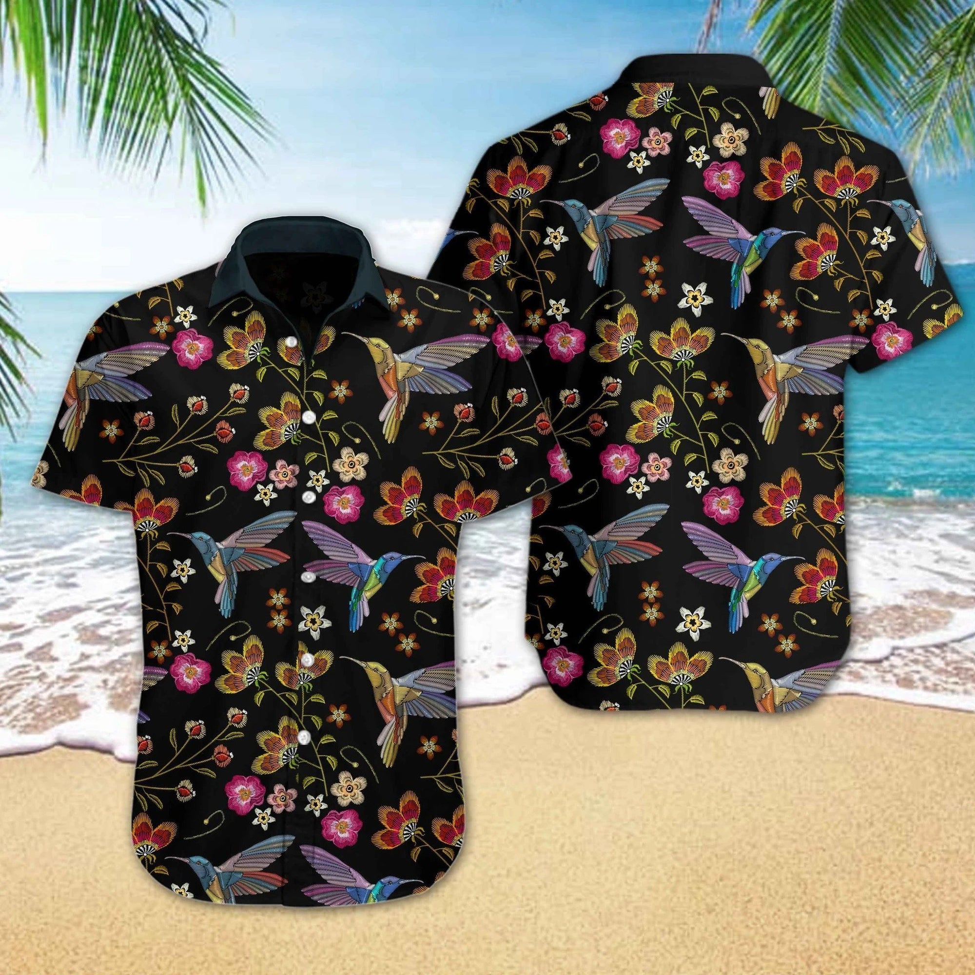Hummingbird Embroidery Hawaiian Shirt Pre12840 Hummingbird Embroidery Hawaiian Shirt Pre12840