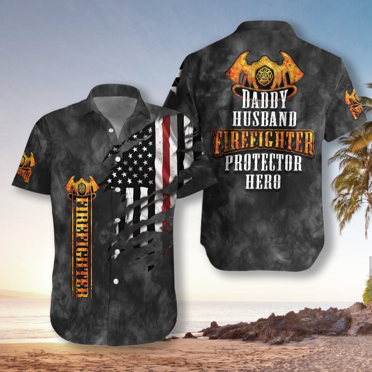 Husband Daddy Firefighter Unisex Hawaiian Shirt Pre12902