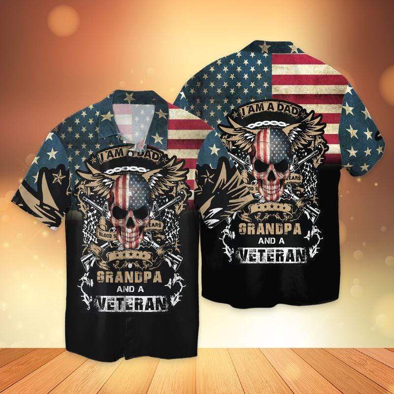 I Am A Dad Grandpa A Veteran Hawaiian Shirt Pre11901