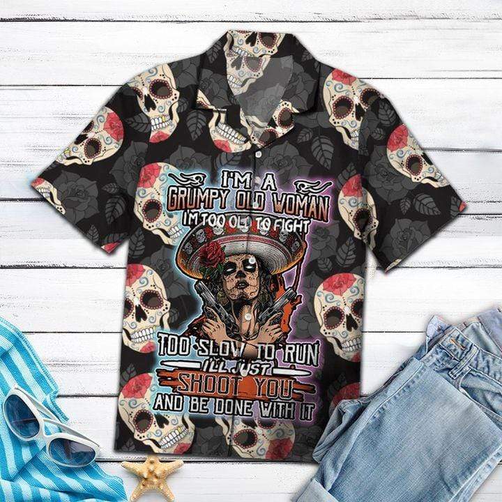 I Am An Grumpy Old Woman Skull Hawaiian Shirt Pre11876