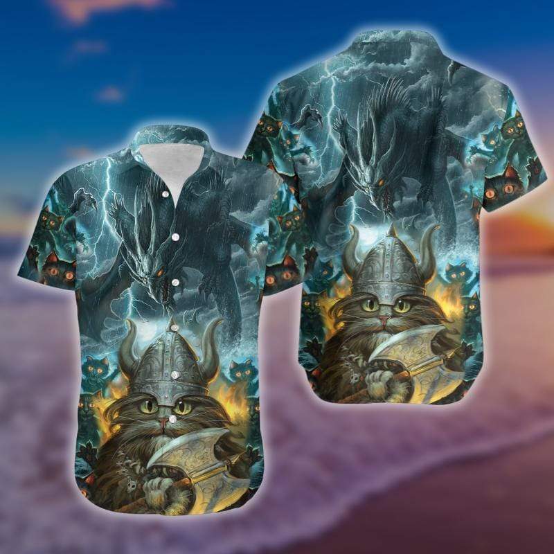 In Valhalla Cats See You Hawaiian Shirt Pre12768