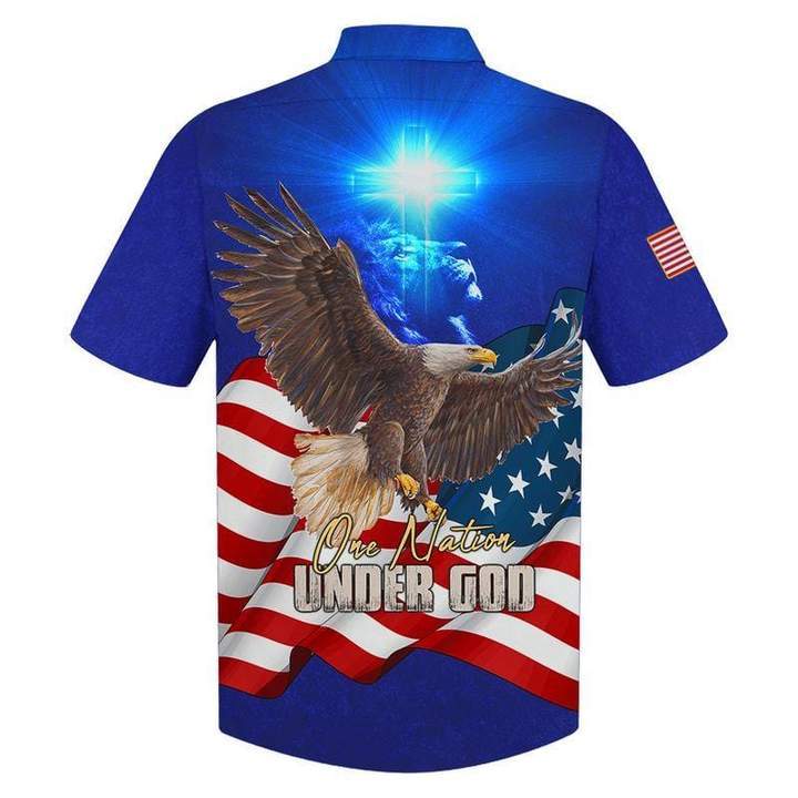 Independence Day Eagle Lion Cross Light One Nation Under God Hawaiian Shirt Pre10433 1 » Cool Gifts for You - Mfamilygift Independence Day Eagle Lion Cross Light One Nation Under God Hawaiian Shirt Pre10433 1