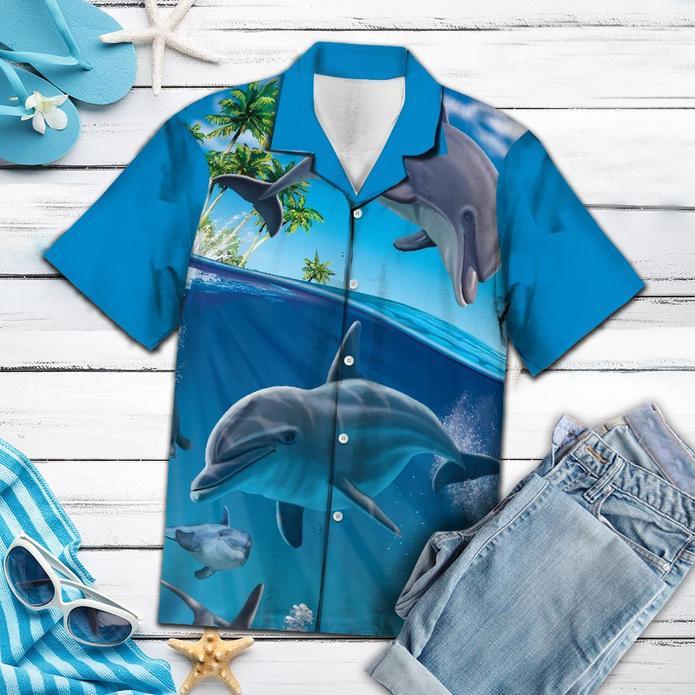 Island Dolphin Beach Hawaiian Shirt Pre10595 1 » Cool Gifts for You - Mfamilygift Island Dolphin Beach Hawaiian Shirt Pre10595 1