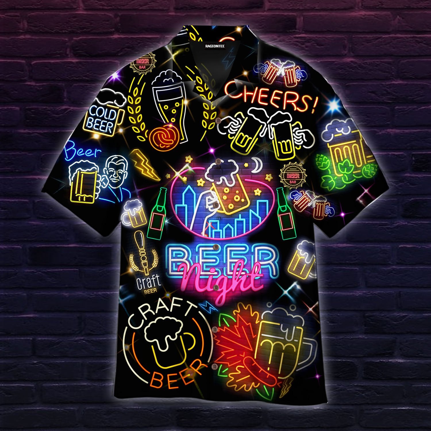 Its Beer Night Neon Hawaiian Shirt Pre10210