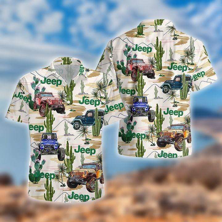 Jeep Cactus Desert Hawaiian Shirt Pre10832