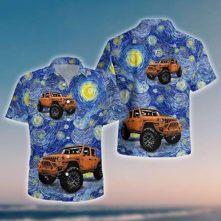 Jeep Starry Night Hawaiian Shirt Pre10875