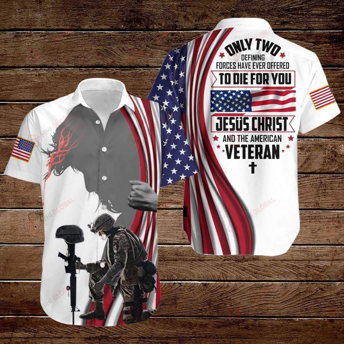 Jesus Christ And The American Veteran Hawaiian Shirt Pre10163