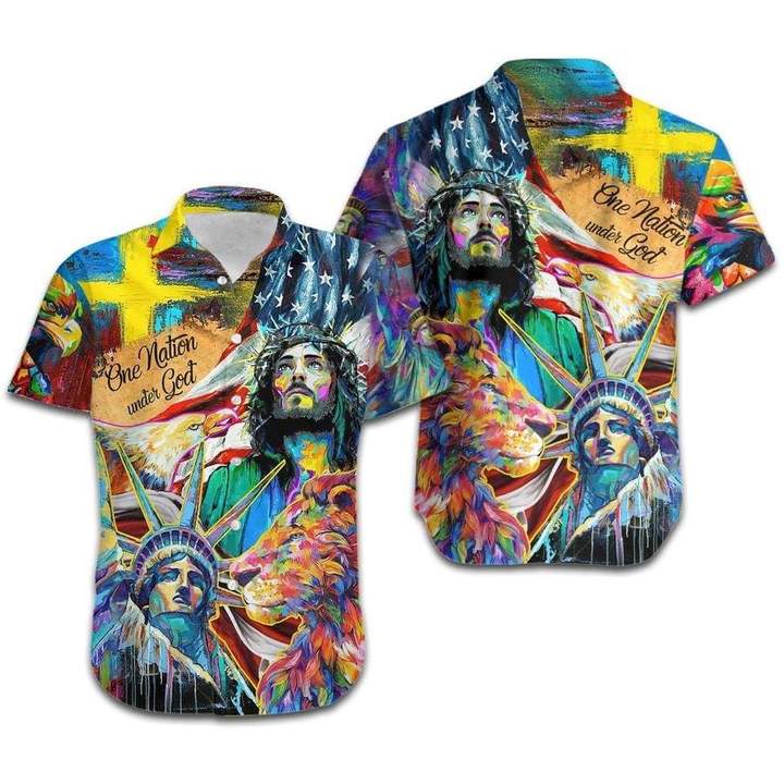 Jesus Lion One Nation Under God Colorful Hawaiian Shirt Pre11507 Jesus Lion One Nation Under God Colorful Hawaiian Shirt Pre11507