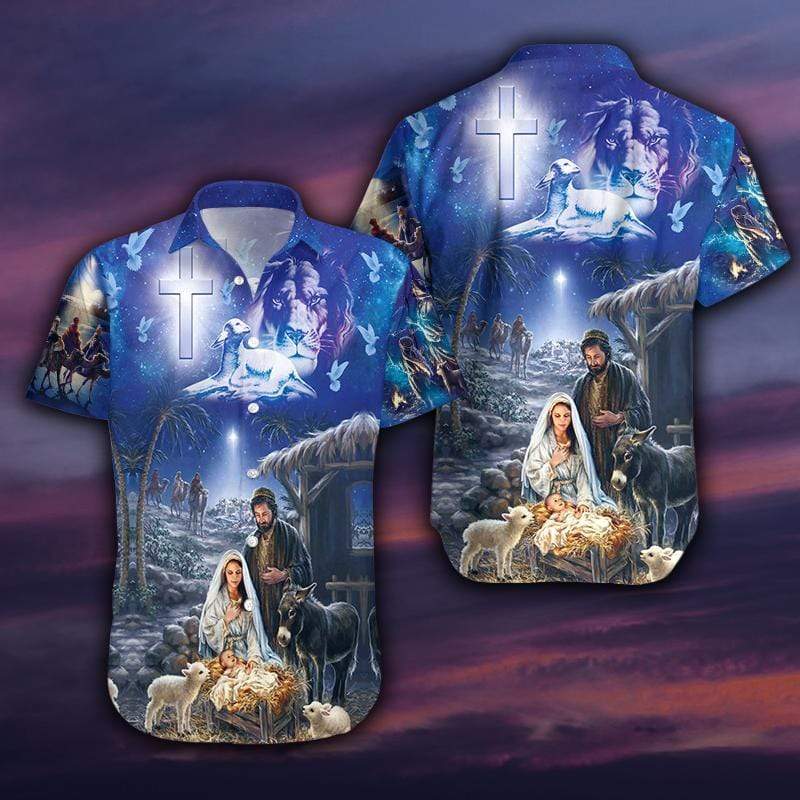 Jesus Was Born On Farm Unisex Hawaiian Shirt Pre12819