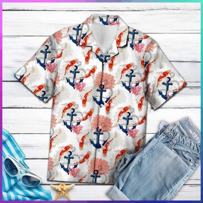 Koi Anchor Hawaiian Shirt Pre10898