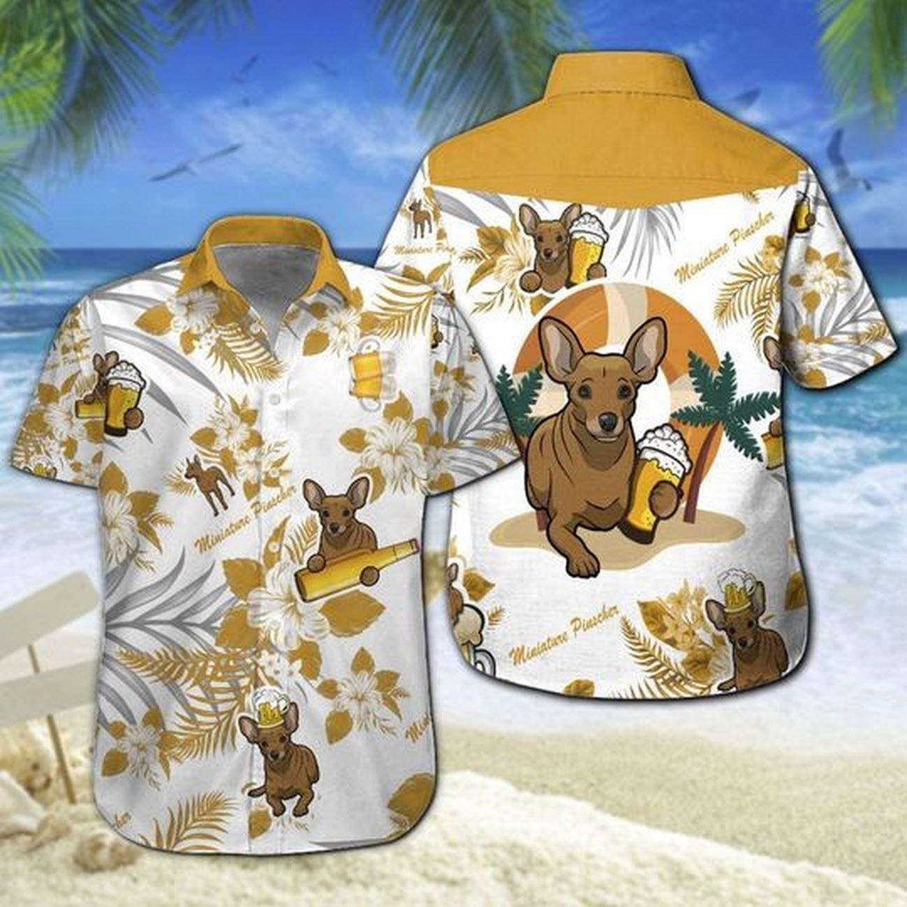 Linktee Miniature Pinscher And Beer Hawaiian Shirt Pre12726