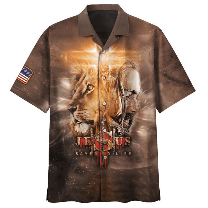 Lion And Jesus Saved My Life Hawaiian Shirt Pre11721
