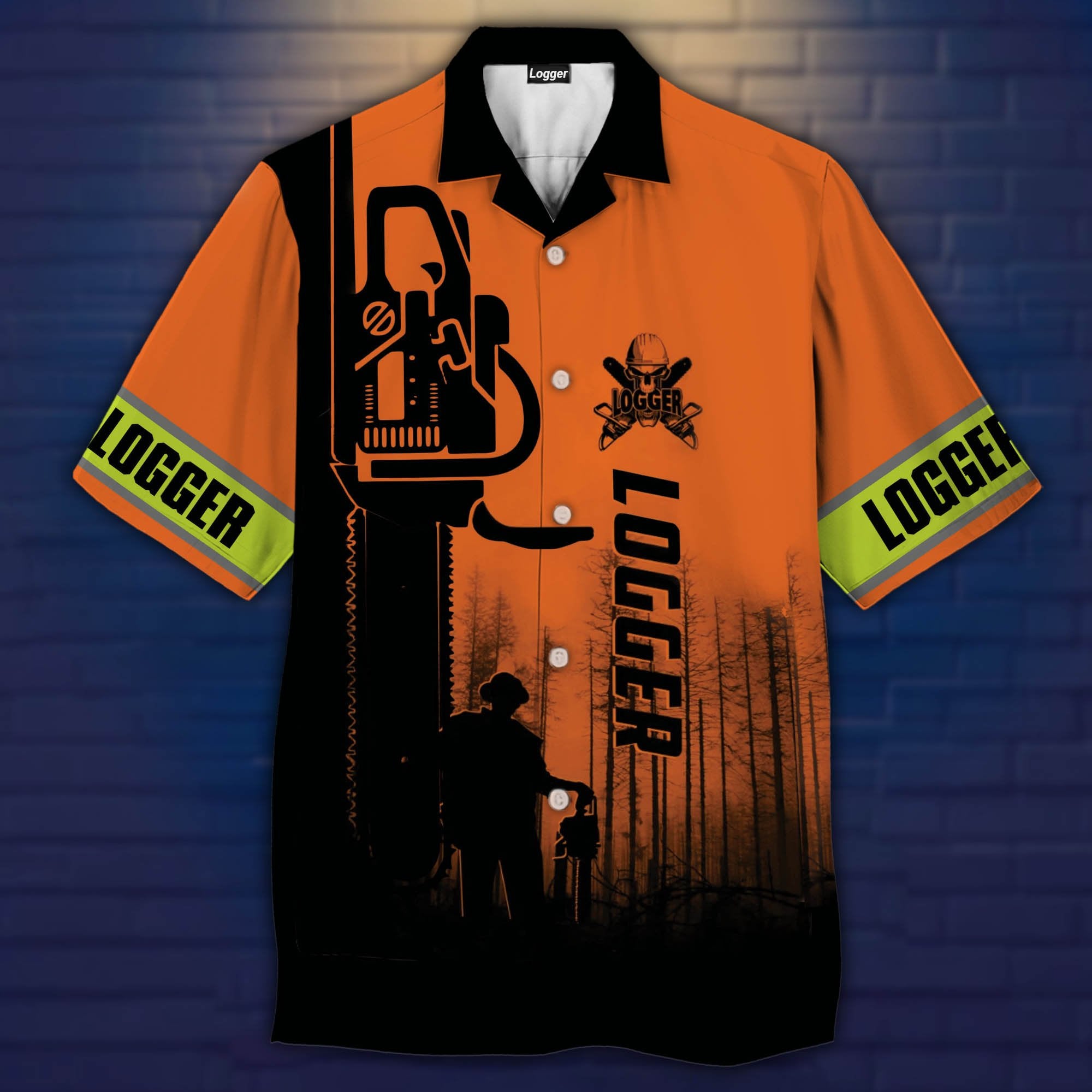 Logger Man Orange Hawaiian Shirt Pre12732 Logger Man Orange Hawaiian Shirt Pre12732