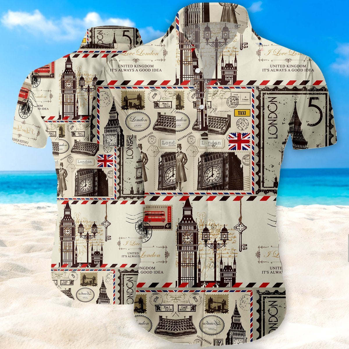 London Pattern Hawaiian Shirt Pre12738