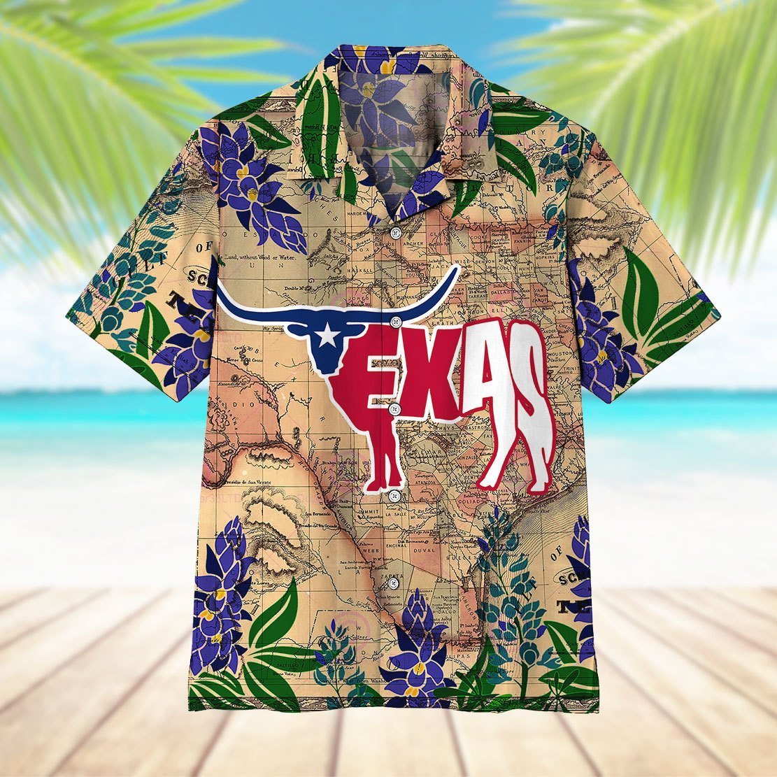 Longhorn Flag Texas Hawaiian Shirt Pre11775