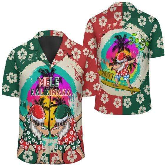 Mele Kalikimaka Dabbing Santa Surfing Christmas Hawaiian Shirt Pre11955 Mele Kalikimaka Dabbing Santa Surfing Christmas Hawaiian Shirt Pre11955