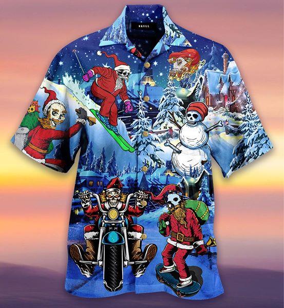 Merry Christmas With Skull Hawaiian Shirt Pre12635