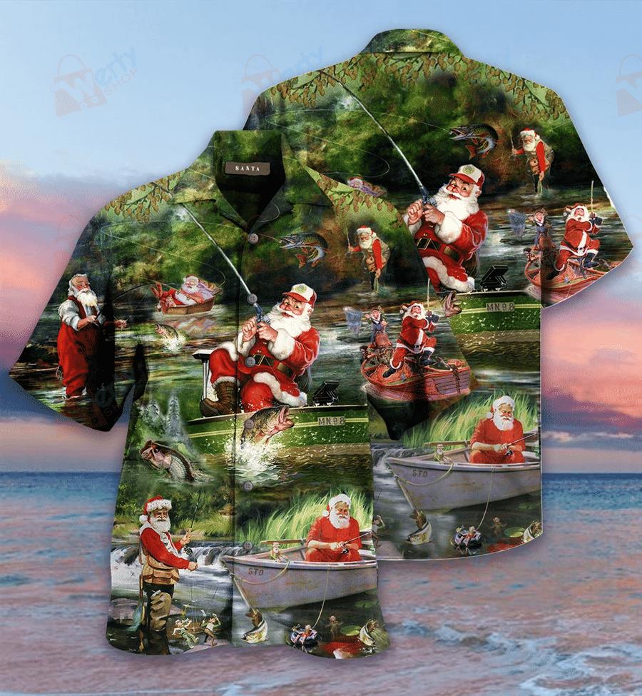 Merry Fishmas And A Happy Reel Christmas Hawaiian Shirt Pre12637