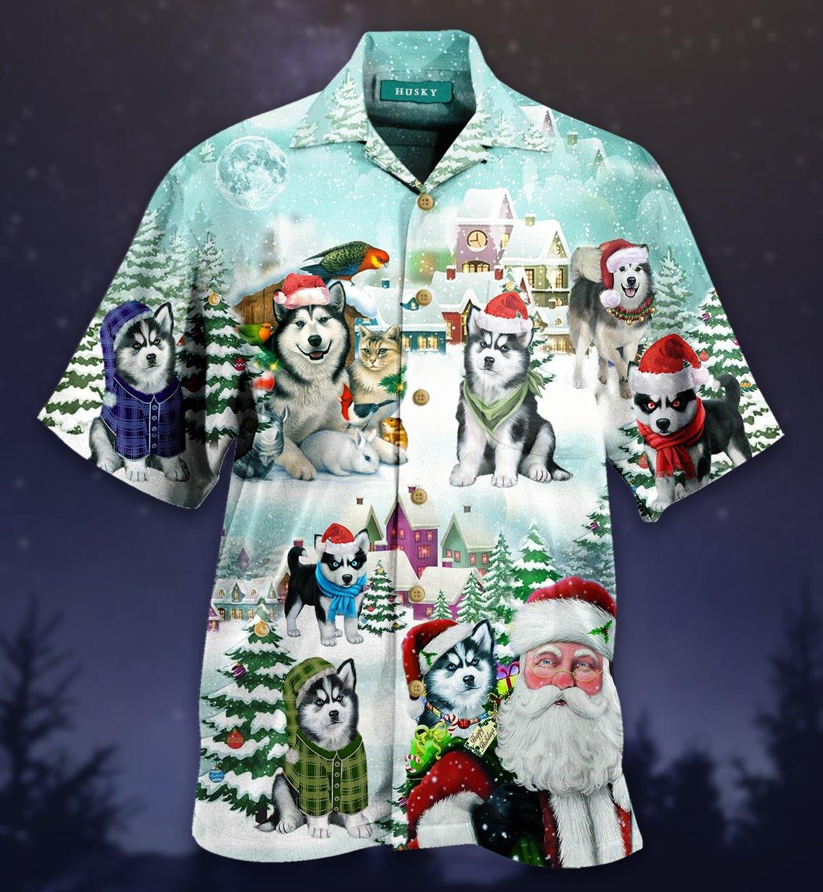 Merry Husky Christmas Hawaiian Shirt Pre12633