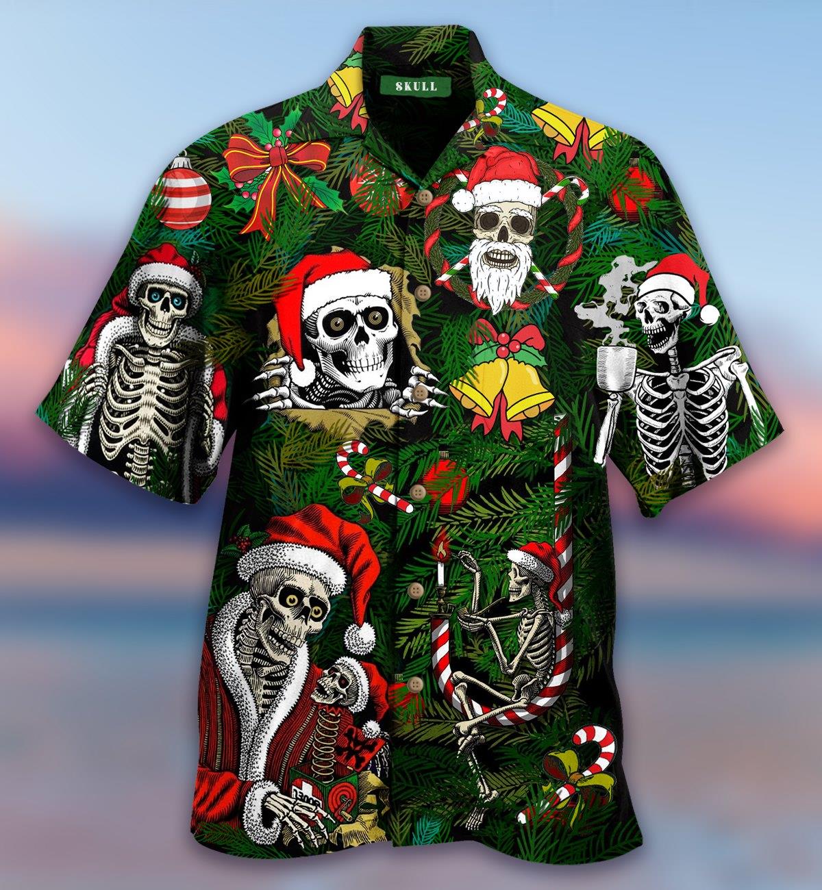 Merry Xmas Skulls Hawaiian Shirt Pre11971