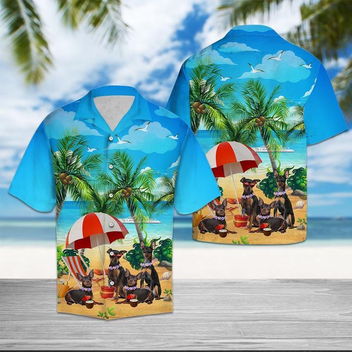Miniature Pinscher Beach Summer Hawaiian Shirt Pre10499 Miniature Pinscher Beach Summer Hawaiian Shirt Pre10499