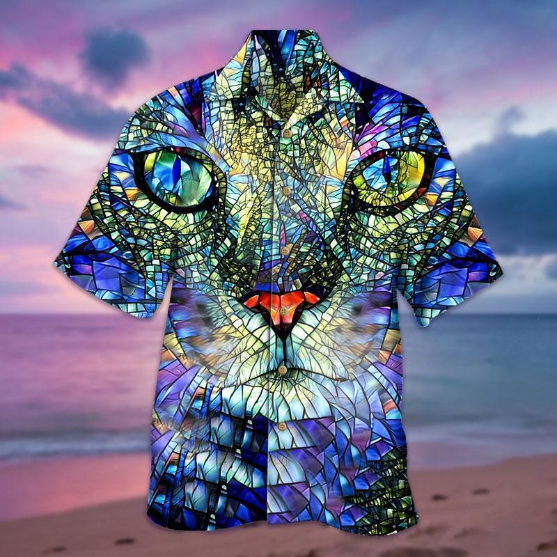 Mirror 3D Cat Hawaiian Shirt Pre11858