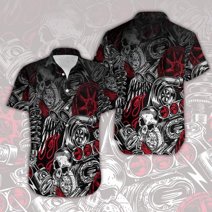 Motorbike Skull Art Hawaiian Shirt Pre12605