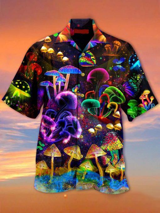 Mushroom Neon Hippie Hawaiian Shirt Pre11654