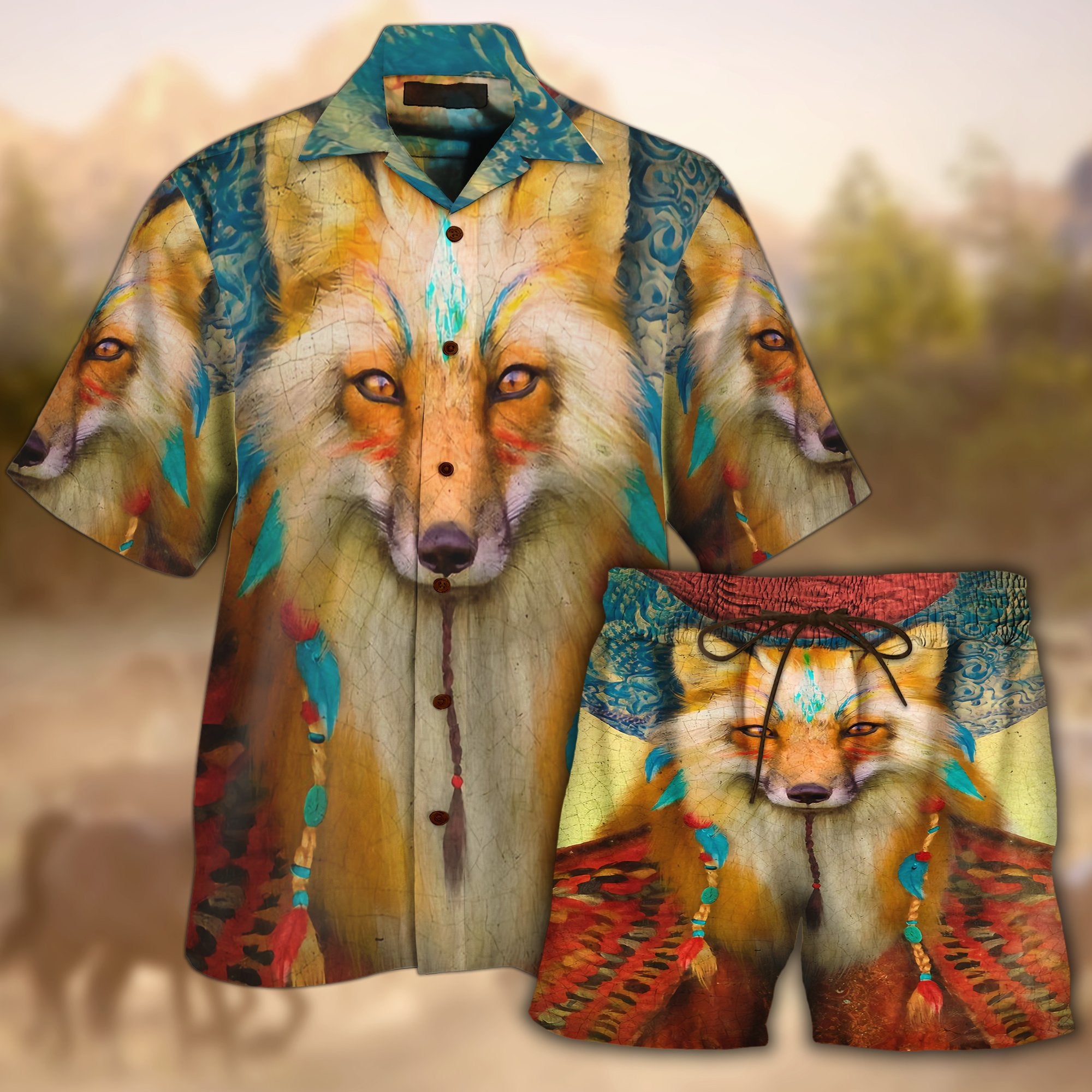 Native American Fox Set Hawaiian Shirt Pre10367 Native American Fox Set Hawaiian Shirt Pre10367