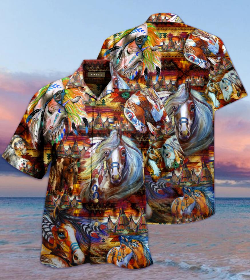 Native American Horses Hawaiian Shirt Pre12657 Native American Horses Hawaiian Shirt Pre12657