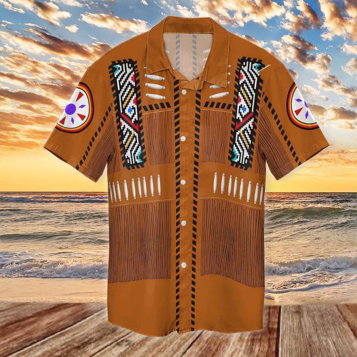 Native American Orange Hawaiian Shirt Pre11517