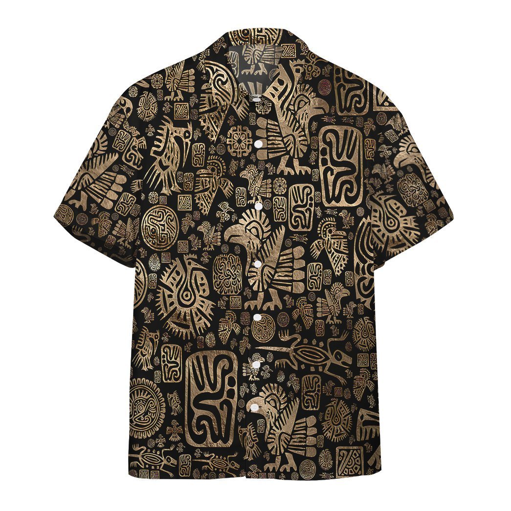 Native American Ornaments Black And Gold Hawaiian Shirt Pre11773