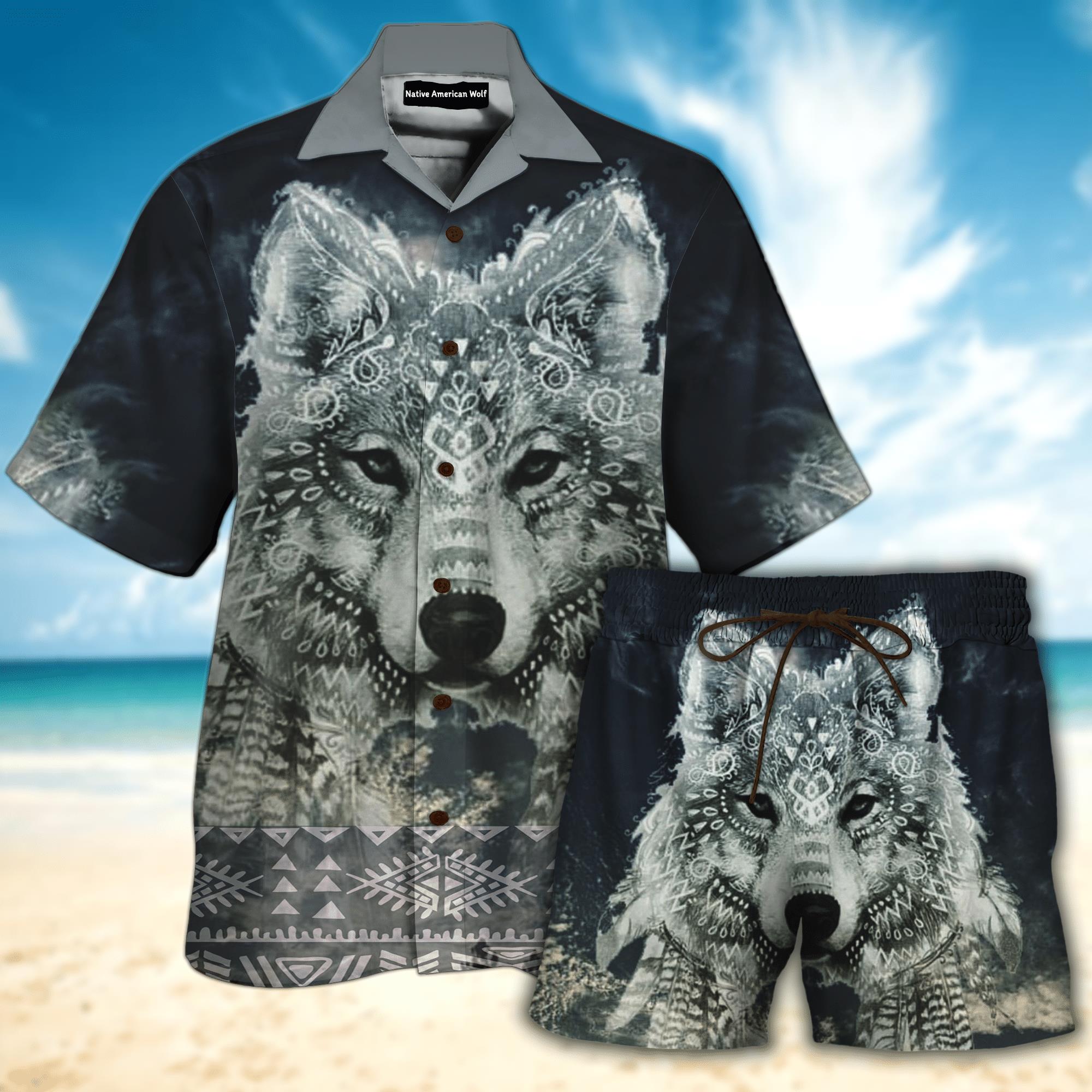 Native American Wolf Set Hawaiian Shirt Pre10350