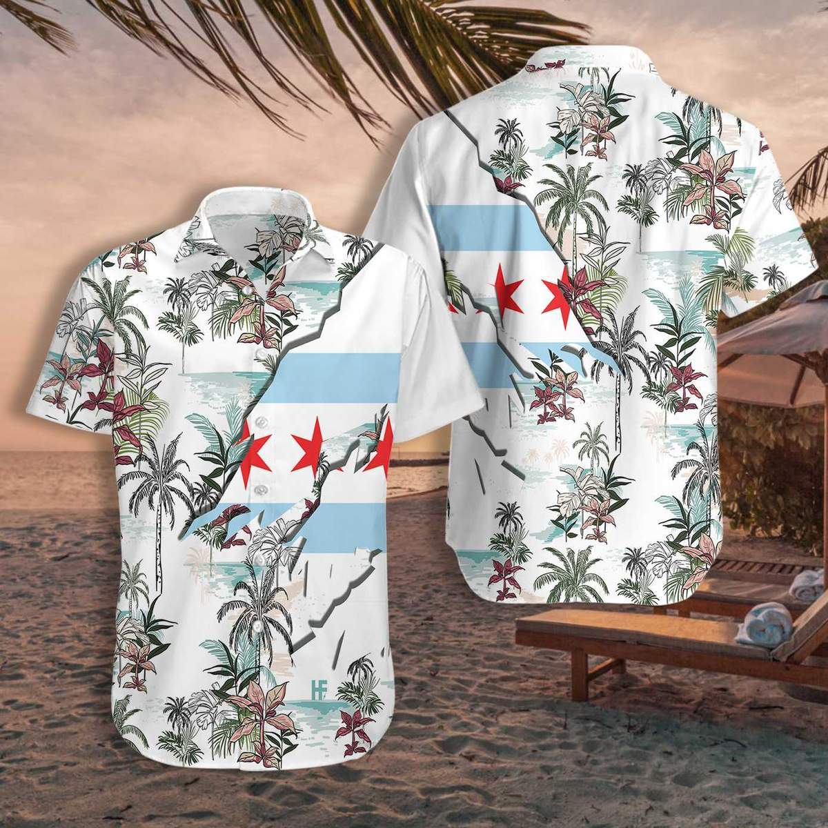 Navy Chicago Hawaiian Shirt Pre11028 Navy Chicago Hawaiian Shirt Pre11028