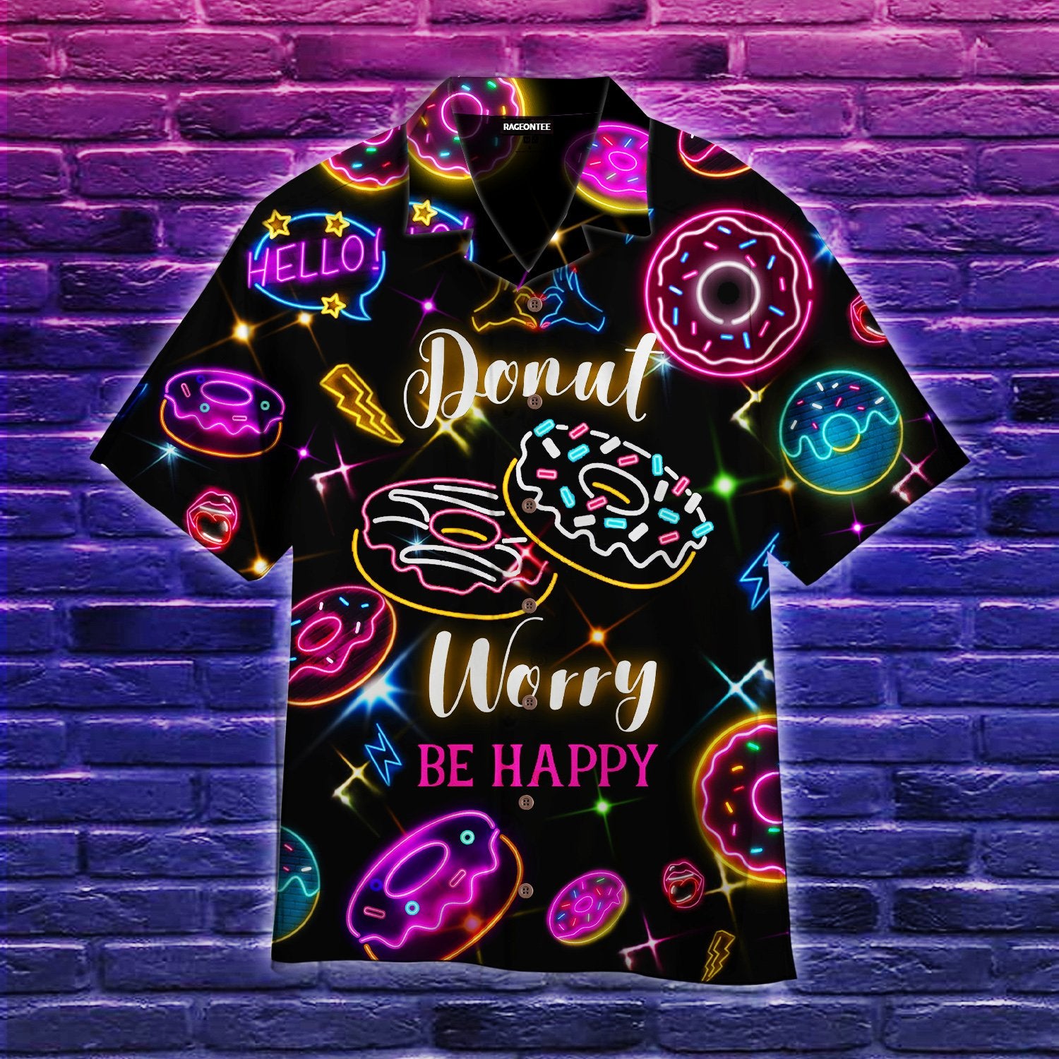 Neon Donut Rain Hawaiian Shirt Pre10105