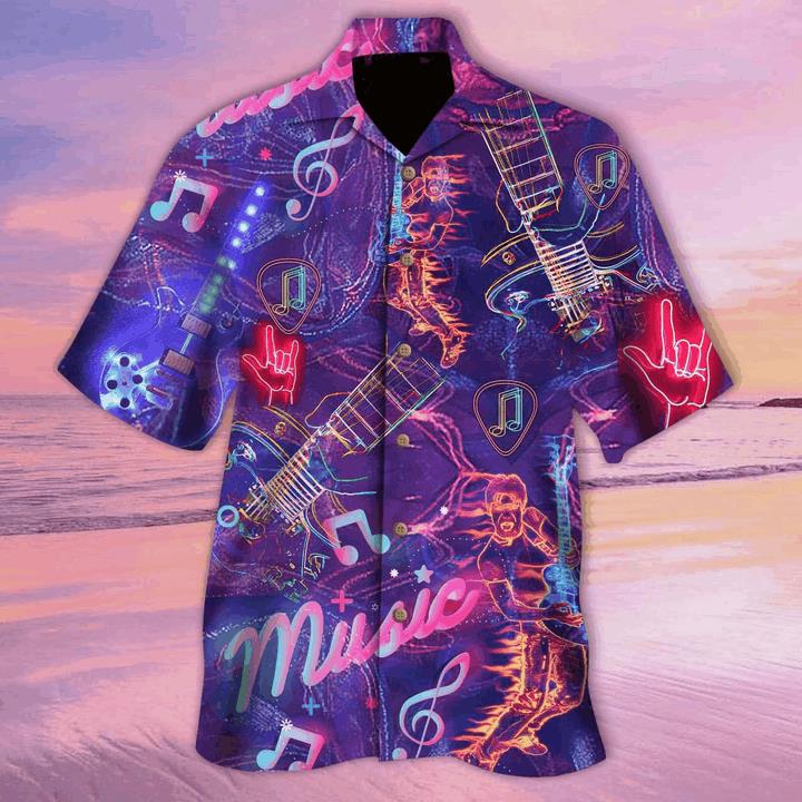 Neon Electric Guitar Hawaiian Shirt Pre11666