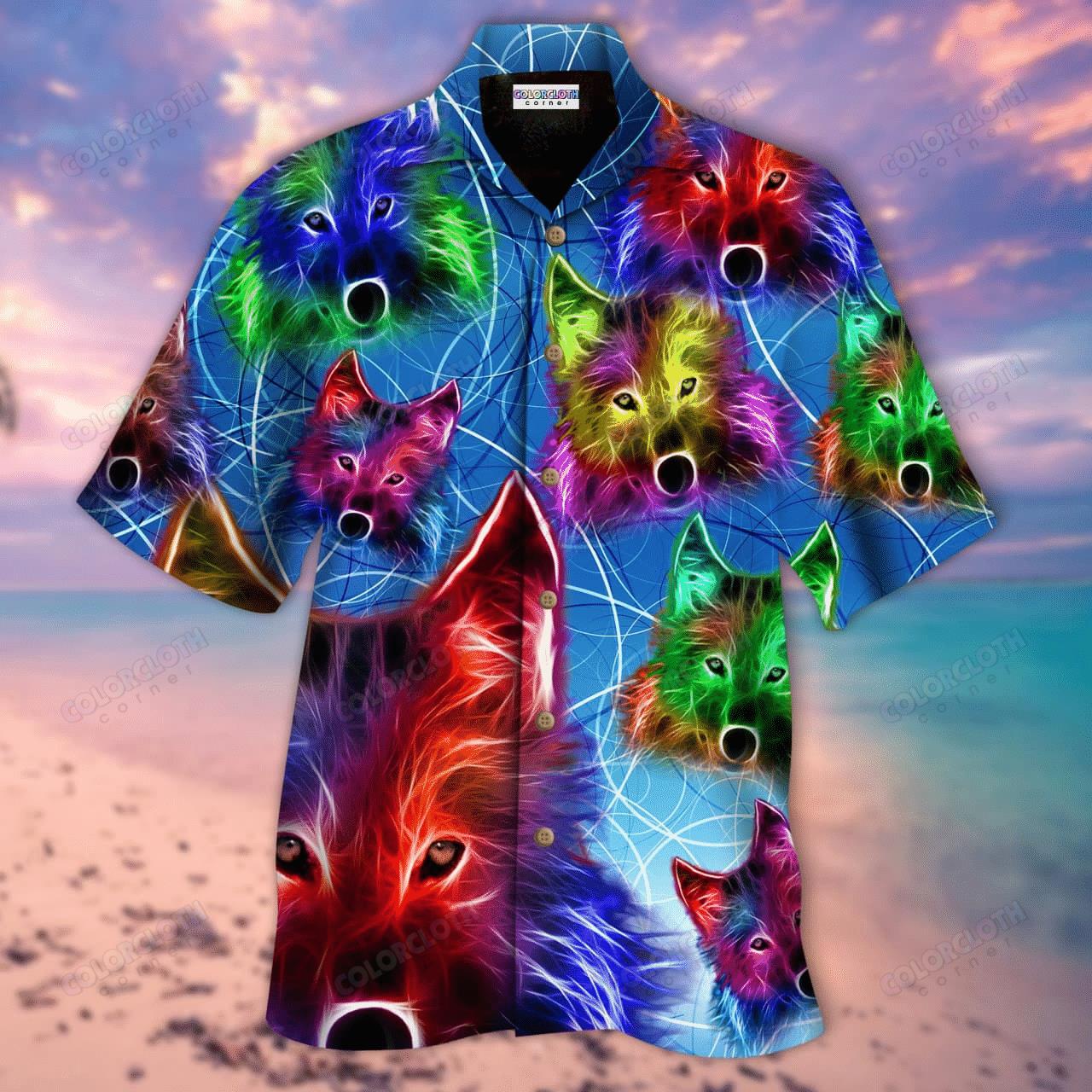 Neon Wolf Hawaiian Shirt Pre10811