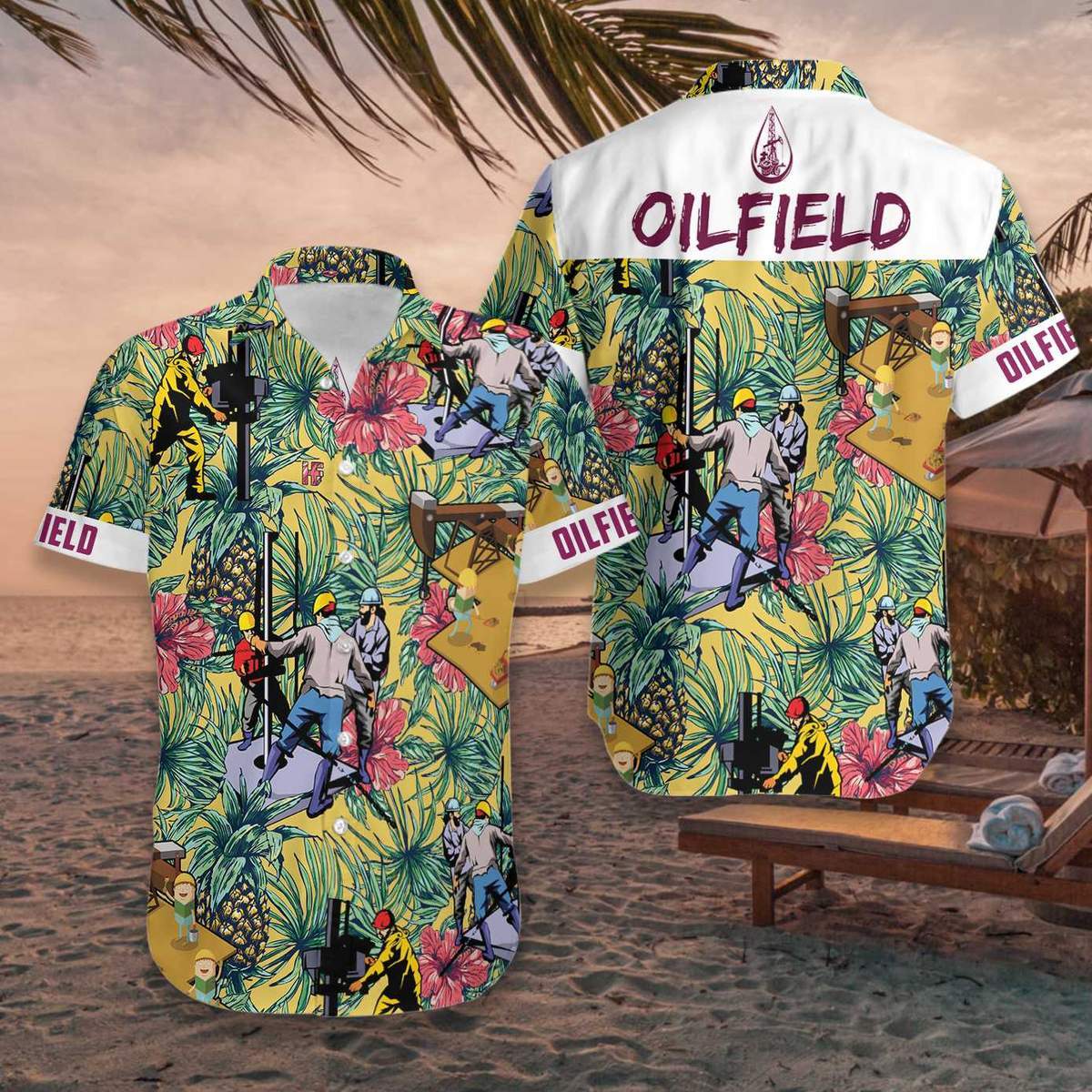 Oilfield Pineapple Seamless Pattern Hawaiian Shirt Pre10446