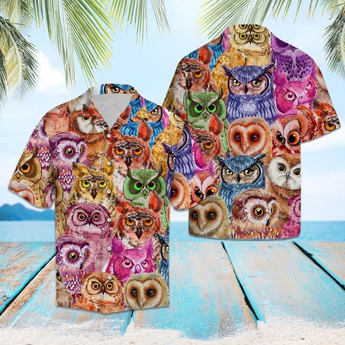 Owl Color Hawaiian Shirt Pre10323