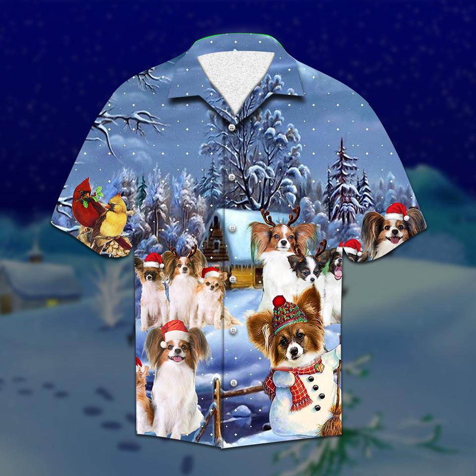 Papillon Christmas Hawaiian Shirt Pre12551