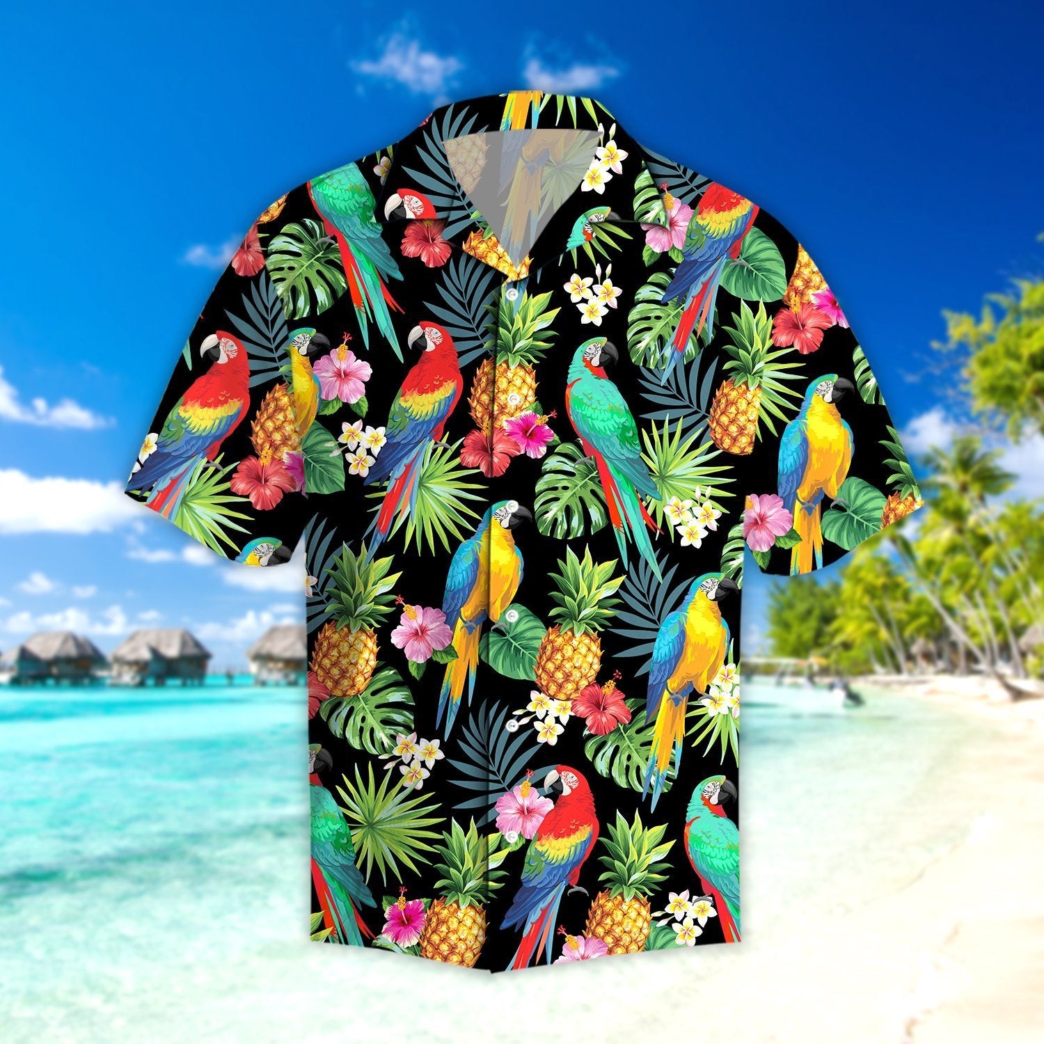 Parrots Pineapples Hibiscus Tropical Hawaiian Shirt Pre12498 Parrots Pineapples Hibiscus Tropical Hawaiian Shirt Pre12498