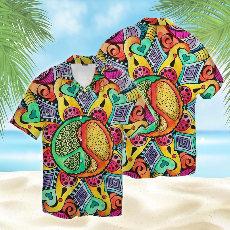 Peaceful Hippie Hawaiian Shirt Pre11114 Peaceful Hippie Hawaiian Shirt Pre11114