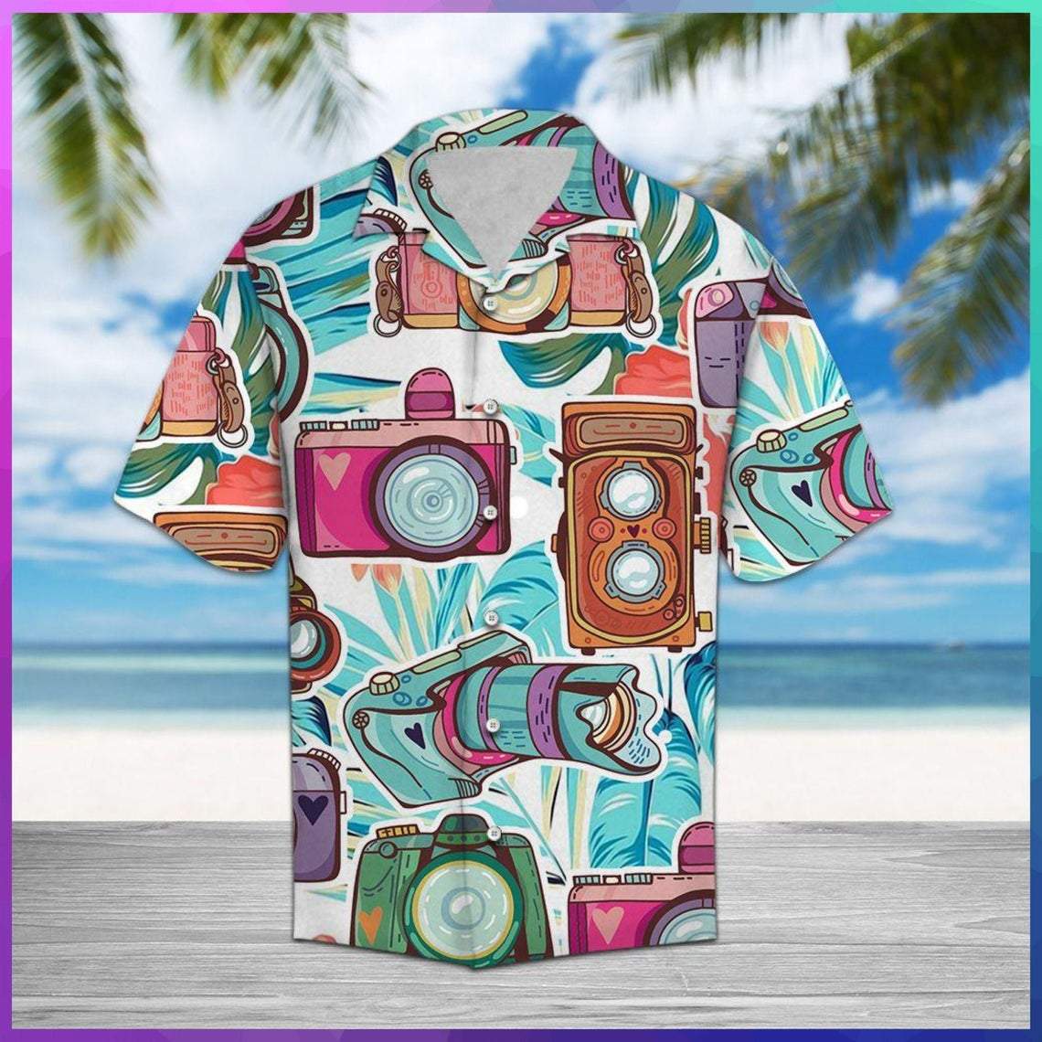 Photograph Blue Floral Hawaiian Shirt Pre10933