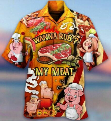 Pig Cute Wanna Rub My Meat Funny Barbecue Hawaiian Shirt Pre11837
