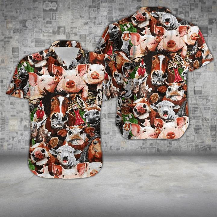 Pigs Play In The Farm Gift For Farmer Hawaiian Shirt Pre11508 Pigs Play In The Farm Gift For Farmer Hawaiian Shirt Pre11508